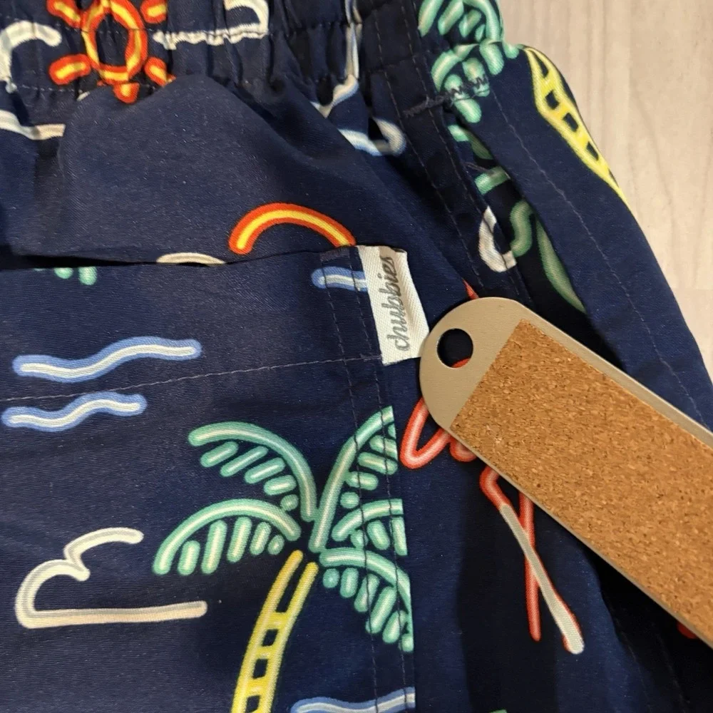 Chubbies Swim Trunks Mens Neon Lights Size L Drawstring Inseam 6